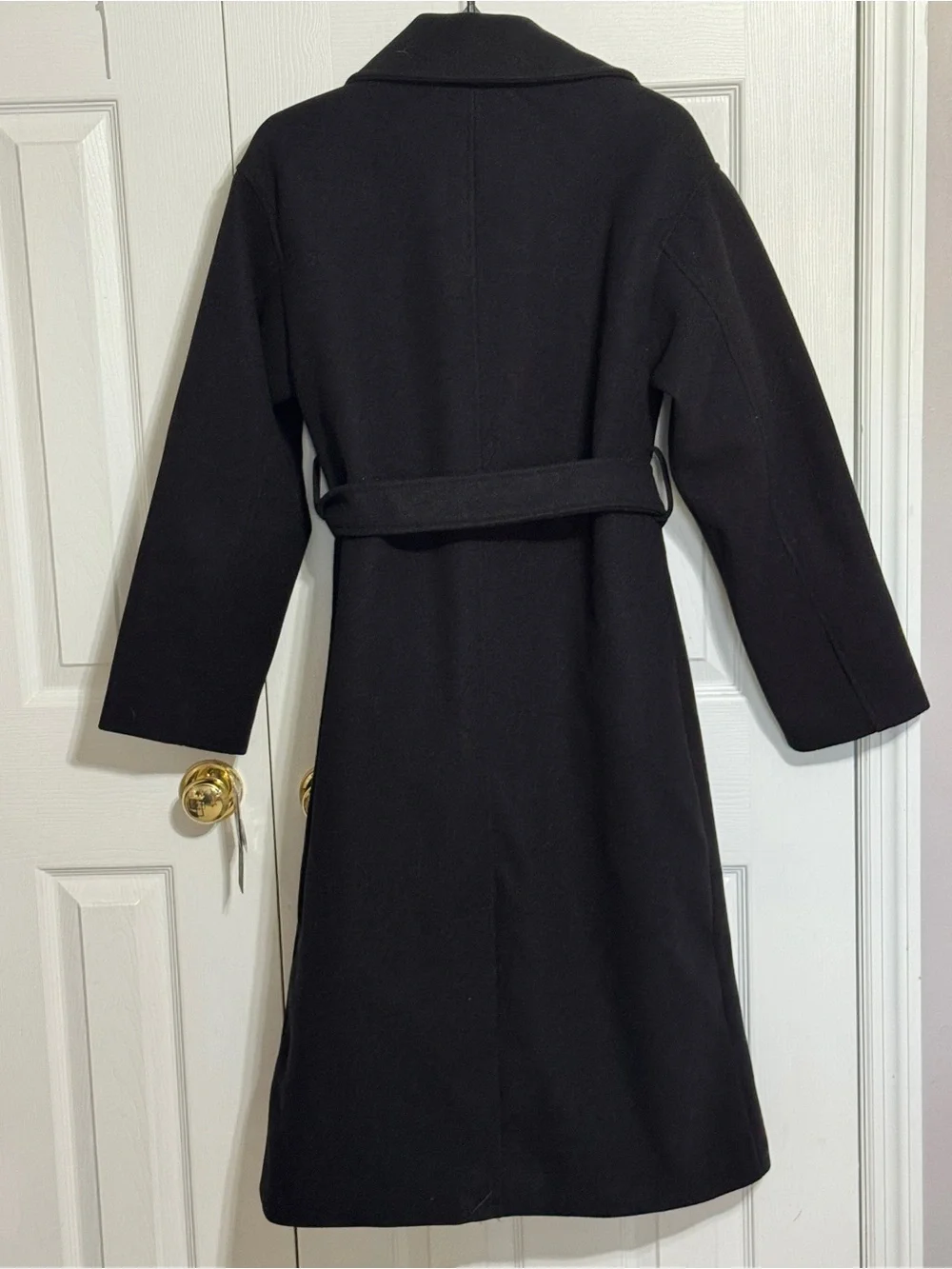Sebby Collection Black Wool Belted Pea Coat - Picture 2 of 5